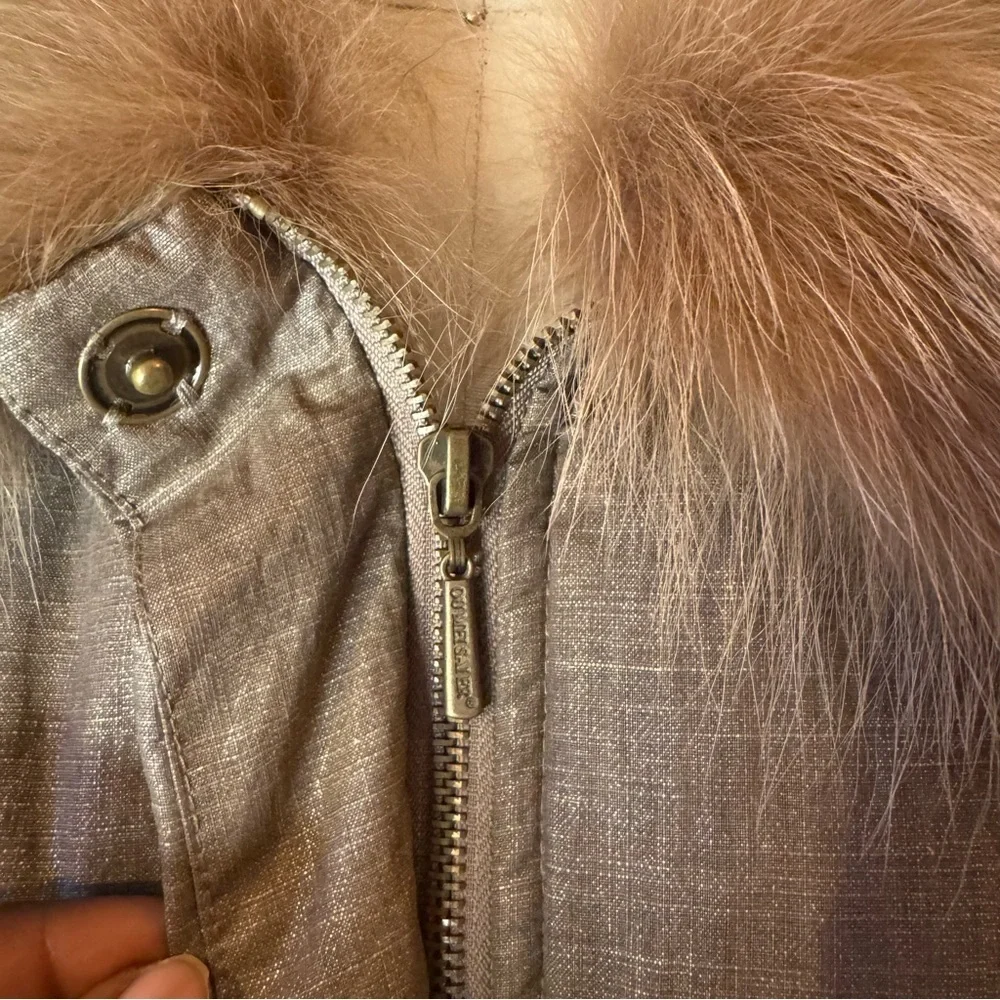 Penny Lane fur cotton crochet puffer button down fur collar coat - Picture 11 of 17